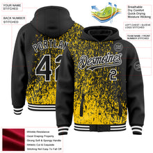 Загрузить изображение в средство просмотра галереи, Custom Yellow Black-White Abstract Fragment Art 3D Pattern Design Bomber Full-Snap Varsity Letterman Hoodie Jacket
