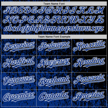 Загрузить изображение в средство просмотра галереи, Custom Black Royal-White Abstract Fragment Art 3D Pattern Design Bomber Full-Snap Varsity Letterman Hoodie Jacket
