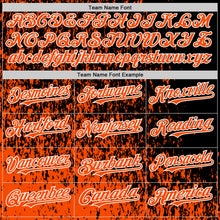 Load image into Gallery viewer, Custom Black Orange-White Abstract Fragment Art 3D Pattern Design Bomber Full-Snap Varsity Letterman Hoodie Jacket
