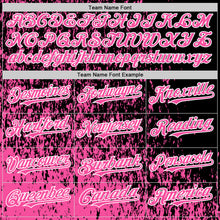 Laden Sie das Bild in den Galerie-Viewer, Custom Black Pink-White Abstract Fragment Art 3D Pattern Design Bomber Full-Snap Varsity Letterman Hoodie Jacket
