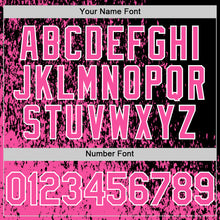 Laden Sie das Bild in den Galerie-Viewer, Custom Black Pink-White Abstract Fragment Art 3D Pattern Design Bomber Full-Snap Varsity Letterman Hoodie Jacket
