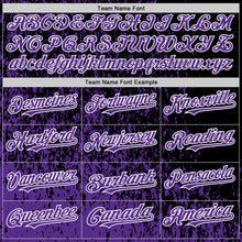 Load image into Gallery viewer, Custom Black Purple-White Abstract Fragment Art 3D Pattern Design Bomber Full-Snap Varsity Letterman Hoodie Jacket
