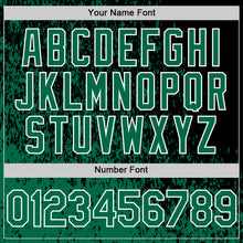 Load image into Gallery viewer, Custom Black Kelly Green-White Abstract Fragment Art 3D Pattern Design Bomber Full-Snap Varsity Letterman Hoodie Jacket
