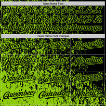 Load image into Gallery viewer, Custom Black Black-Neon Green Abstract Fragment Art 3D Pattern Design Bomber Full-Snap Varsity Letterman Hoodie Jacket
