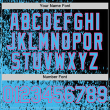 Load image into Gallery viewer, Custom Black Sky Blue-Pink Abstract Fragment Art 3D Pattern Design Bomber Full-Snap Varsity Letterman Hoodie Jacket
