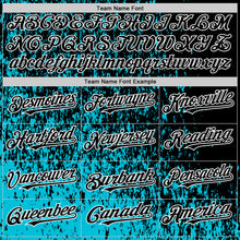 Load image into Gallery viewer, Custom Lakes Blue Black-White Abstract Fragment Art 3D Pattern Design Bomber Full-Snap Varsity Letterman Hoodie Jacket
