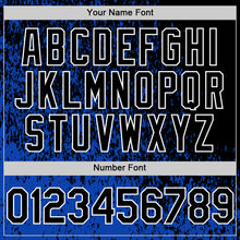 Load image into Gallery viewer, Custom Thunder Blue Black-White Abstract Fragment Art 3D Pattern Design Bomber Full-Snap Varsity Letterman Hoodie Jacket
