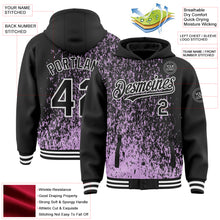 Load image into Gallery viewer, Custom Light Purple Black-White Abstract Fragment Art 3D Pattern Design Bomber Full-Snap Varsity Letterman Hoodie Jacket
