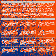 Load image into Gallery viewer, Custom Royal Orange-White Abstract Fragment Art 3D Pattern Design Bomber Full-Snap Varsity Letterman Hoodie Jacket
