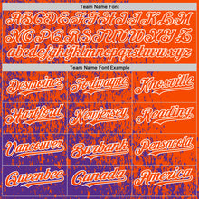 Load image into Gallery viewer, Custom Purple Orange-White Abstract Fragment Art 3D Pattern Design Bomber Full-Snap Varsity Letterman Hoodie Jacket
