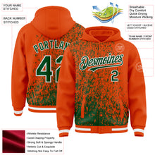 Load image into Gallery viewer, Custom Orange Green-White Abstract Fragment Art 3D Pattern Design Bomber Full-Snap Varsity Letterman Hoodie Jacket
