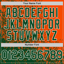 Load image into Gallery viewer, Custom Orange Green-White Abstract Fragment Art 3D Pattern Design Bomber Full-Snap Varsity Letterman Hoodie Jacket
