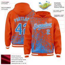 Load image into Gallery viewer, Custom Orange Powder Blue-White Abstract Fragment Art 3D Pattern Design Bomber Full-Snap Varsity Letterman Hoodie Jacket
