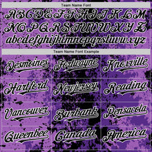 Load image into Gallery viewer, Custom Purple Black-White 3D Pattern Design Bomber Full-Snap Varsity Letterman Hoodie Jacket
