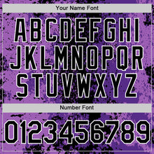 Load image into Gallery viewer, Custom Purple Black-White 3D Pattern Design Bomber Full-Snap Varsity Letterman Hoodie Jacket
