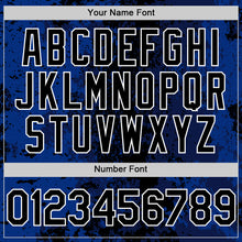 Load image into Gallery viewer, Custom Royal Black-White 3D Pattern Design Bomber Full-Snap Varsity Letterman Hoodie Jacket
