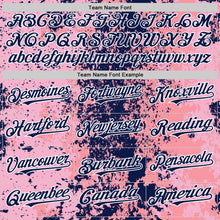 Load image into Gallery viewer, Custom Pink Navy-White 3D Pattern Design Bomber Full-Snap Varsity Letterman Hoodie Jacket
