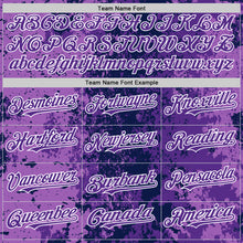 Load image into Gallery viewer, Custom Navy Purple-White 3D Pattern Design Bomber Full-Snap Varsity Letterman Hoodie Jacket
