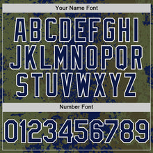 Загрузить изображение в средство просмотра галереи, Custom Olive Navy-White 3D Pattern Design Bomber Full-Snap Varsity Letterman Hoodie Jacket
