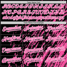 Load image into Gallery viewer, Custom Black Pink-White 3D Pattern Design Bomber Full-Snap Varsity Letterman Hoodie Jacket
