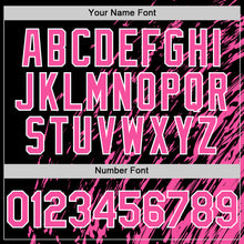 Load image into Gallery viewer, Custom Black Pink-White 3D Pattern Design Bomber Full-Snap Varsity Letterman Hoodie Jacket
