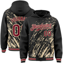 Load image into Gallery viewer, Custom Black Crimson-City Cream 3D Pattern Design Bomber Full-Snap Varsity Letterman Hoodie Jacket
