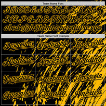 Load image into Gallery viewer, Custom Black Black-Gold 3D Pattern Design Bomber Full-Snap Varsity Letterman Hoodie Jacket
