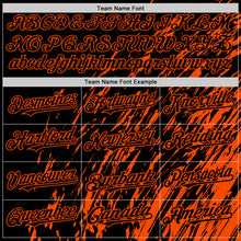 Load image into Gallery viewer, Custom Black Black-Orange 3D Pattern Design Bomber Full-Snap Varsity Letterman Hoodie Jacket
