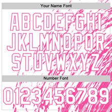 Load image into Gallery viewer, Custom White White-Pink 3D Pattern Design Bomber Full-Snap Varsity Letterman Hoodie Jacket
