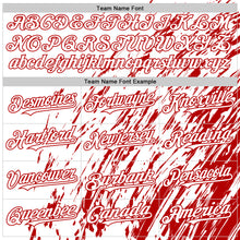 Load image into Gallery viewer, Custom White White-Red 3D Pattern Design Bomber Full-Snap Varsity Letterman Hoodie Jacket
