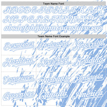 Load image into Gallery viewer, Custom White White-Light Blue 3D Pattern Design Bomber Full-Snap Varsity Letterman Hoodie Jacket
