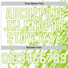 Load image into Gallery viewer, Custom White White-Neon Green 3D Pattern Design Bomber Full-Snap Varsity Letterman Hoodie Jacket
