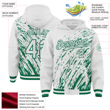 Load image into Gallery viewer, Custom White White-Kelly Green 3D Pattern Design Bomber Full-Snap Varsity Letterman Hoodie Jacket
