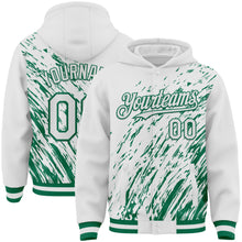 Load image into Gallery viewer, Custom White White-Kelly Green 3D Pattern Design Bomber Full-Snap Varsity Letterman Hoodie Jacket
