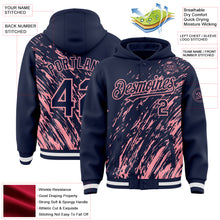 Load image into Gallery viewer, Custom Navy Navy-Medium Pink 3D Pattern Design Bomber Full-Snap Varsity Letterman Hoodie Jacket
