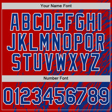 Load image into Gallery viewer, Custom Red Royal-White 3D Pattern Design Bomber Full-Snap Varsity Letterman Hoodie Jacket
