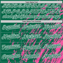 Load image into Gallery viewer, Custom Pink Kelly Green-White 3D Pattern Design Bomber Full-Snap Varsity Letterman Hoodie Jacket
