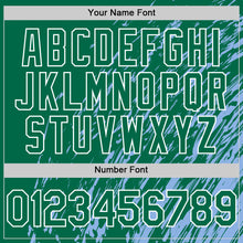 Load image into Gallery viewer, Custom Light Blue Kelly Green-White 3D Pattern Design Bomber Full-Snap Varsity Letterman Hoodie Jacket
