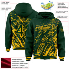 Load image into Gallery viewer, Custom Green Green-Gold 3D Pattern Design Bomber Full-Snap Varsity Letterman Hoodie Jacket
