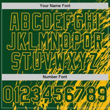 Load image into Gallery viewer, Custom Green Green-Gold 3D Pattern Design Bomber Full-Snap Varsity Letterman Hoodie Jacket
