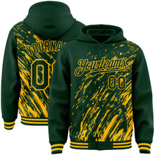 Load image into Gallery viewer, Custom Green Green-Gold 3D Pattern Design Bomber Full-Snap Varsity Letterman Hoodie Jacket
