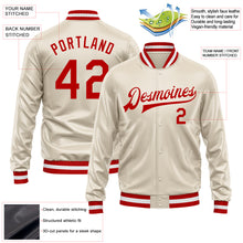 Charger l&#39;image dans la galerie, Custom Cream Red Bomber Full-Snap Varsity Faux Leather Letterman Jacket

