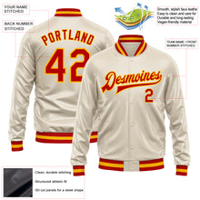 Load image into Gallery viewer, Custom Cream Red-Gold Bomber Full-Snap Varsity Faux Leather Letterman Jacket
