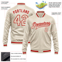 Charger l&#39;image dans la galerie, Custom Cream Cream-Red Bomber Full-Snap Varsity Faux Leather Letterman Jacket
