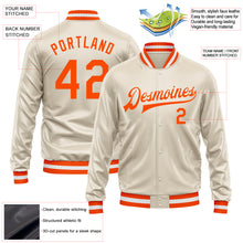 Загрузить изображение в средство просмотра галереи, Custom Cream Orange Bomber Full-Snap Varsity Faux Leather Letterman Jacket
