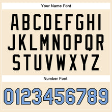 Load image into Gallery viewer, Custom Cream Light Blue-Black Bomber Full-Snap Varsity Faux Leather Letterman Jacket
