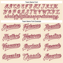 Загрузить изображение в средство просмотра галереи, Custom Cream Cream-Maroon Bomber Full-Snap Varsity Faux Leather Letterman Jacket
