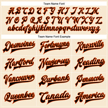 Load image into Gallery viewer, Custom Cream Black-Orange Bomber Full-Snap Varsity Faux Leather Letterman Jacket
