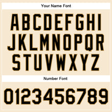 Load image into Gallery viewer, Custom Cream Black-Old Gold Bomber Full-Snap Varsity Faux Leather Letterman Jacket
