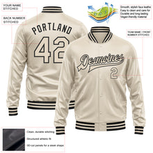 Load image into Gallery viewer, Custom Cream Cream-Black Bomber Full-Snap Varsity Faux Leather Letterman Jacket
